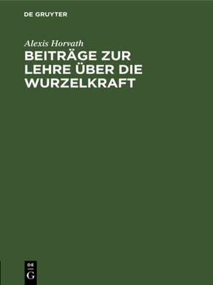 cover image of Beiträge zur Lehre über die Wurzelkraft
